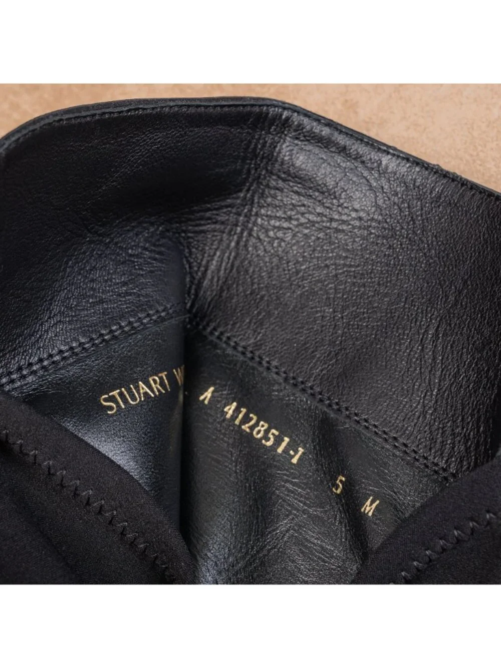 Stuart Weitzman Women Reserve Top Black Leather Back Stretch 5050 OTK Boots sz 5